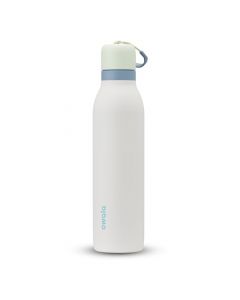 Owala FreeSip Twist - Botella de agua de acero inoxidable con popote para deportes y viajes, sin BPA, 24 onzas, verde/blanco (brisa helada)