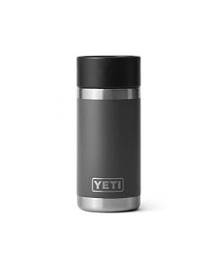 YETI Rambler Botella de 12 onzas, acero inoxidable, aislada al aspiradora, con tapa de tiro caliente, carbón