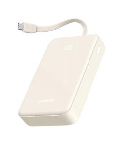 UGREEN 20000mAh (74Wh) Power Bank Batería Portátil con Cable Incorporado USB C, 22.5W Powerbank Carga Rápida, Pantalla Digital, Cargador Portátil Compatible con iPhone, Xiaomi, Galaxy, iPad, Blanco