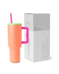 Simple Modern - Vaso de 40 onzas con asa y tapa de popote, botella de agua de acero inoxidable reutilizable y aislada, para uso en portavasos, regalos para mujeres, hombres, él, ella, colección Trek