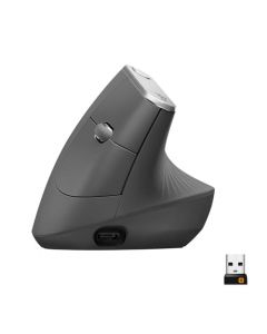 Logitech MX Vertical Mouse Inalámbrico Ergonómico, Multi-Ordenador, 2,4 GHz/Bluetooth con Receptor Unifying USB, Seguimiento Óptico 4000 DPI, 4 Botones, Carga Rápida, Portátil/PC/Mac/iPad OS - Negro