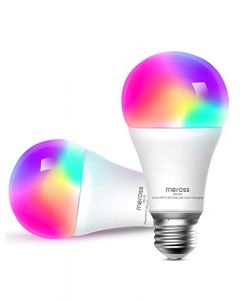 Meross - foco inteligente con WiFi LED funciona con Alexa, Google Home, regulable E26 multicolor 2700K-6500K RGBWW, 810 lúmenes equivalente a 60 W, no requiere concentrador, paquete de 2