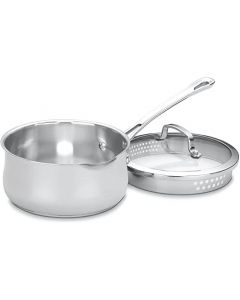 Cuisinart 419-14 Contour Olla de acero inoxidable, varios tamaños y estilos, Olla para salsas, Plateado, 1.9 litros, 1