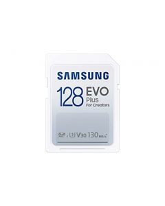 Samsung EVO Plus Tarjeta SDXC de 128 GB de tamaño Completo 130 MB/s Full HD y 4K UHD, UHS-I, U3, V30 (MB-SC128K/AM)