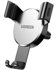 UGREEN Soporte Celular Auto por Gravedad para Ventilación, Porta Base Celular Automóvil, Car Phone Holder para Celular de 4.7''-7'' como iPhone 15 14 13 Pro Max Plus, Galaxy S24 S23 S22 Ultra, Redmi, Gris