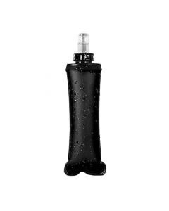 NICE LIFE! Botella de agua color negro de 500ml, soft flask, bolsa de agua plegable ideal para correr ciclismo triatlón senderismo. Soft water bottle for running cycling triathlon hiking. (Negro - 500ml)