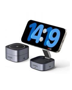 UGREEN Cargador Inalámbrico Plegable Magnética 2 en 1,Carga Rápida Qi Compatible con iPhone 15/15 Plus/15 Pro/15 Pro Max/14/13/12, AirPods,Soporte de Carga con Cable de 1M (Sin Adaptador AC)