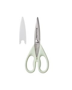 KitchenAid - Tijeras de cocina multiusos con funda protectora para uso diario, aptas para lavaplatos, tijeras de acero inoxidable con agarre cómodo, 8.72 pulgadas, pistacho