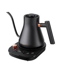 INTASTING Hervidor Eléctrico de Cuello de Cisne de 0.9 L con Control de Temperatura Preciso de 30 °F, Interior de Acero Inoxidable, Calentamiento Rápido de 1200 W, para Coffee Master, Negro Mate