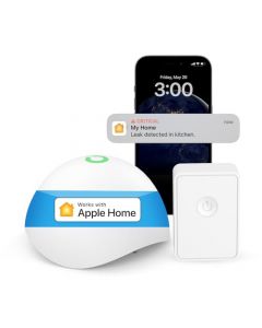 Meross - Detector inteligente de fugas de agua, sensor de agua WiFi compatible con Apple HomeKit, SmartThings, IP67 impermeable con alertas de aplicación, alarma de audio, alcance de 100 m para el hogar y la cocina (Meross Hub incluido)