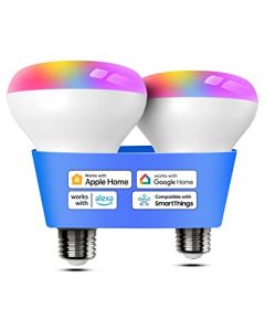 Meross - foco inteligente BR30, bombillas LED WiFi de inundación compatibles con Apple Home, Alexa, Google Assistant y SmartThings, regulable E26 multicolor 2700K-6500K RGBCW, 1300 lúmenes equivalente