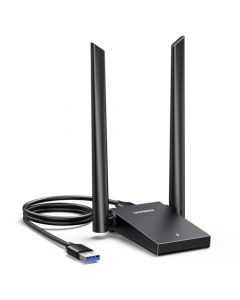 UGREEN USB WiFi Adaptador AX1800Mbps WiFi 6 con Antena de Alta Ganancia de Banda Dual de 2,4 GHz/5 GHz de 5 dBi, Cable Micro USB de 1 M Plug and Play Compatible con Windows 10/11