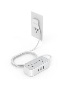 TESSAN Extension Electrica Regleta Multicontacto USB, Multiple Enchufe Plano con 5 Pies 2 Salidas CA y 3 Puertos USB, Extensión Multicontacto Pared Plana para Dormitorio, Casa, Oficina, Dorm, Crucero