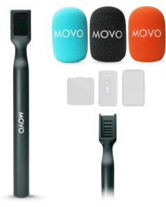 Movo WMX-HM - Mango de micrófono para DJI Mic, Rode Wireless GO, Hollyland Lark, y más, mango de micrófono de entrevista inalámbrico, adaptador de micrófono Lav inalámbrico para vlogging, entrevistas,