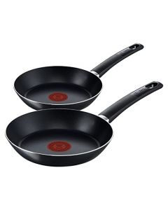 Juego de 2 Sartenes de 20/24 cm T-Fal Everyday Titanium Negro con Antiadherente Easy Plus, B5759182M1