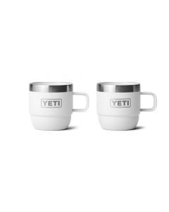 YETI Rambler Taza apilable de 6 onzas, acero inoxidable, aislamiento al aspiradora, taza de café expreso o café, paquete de 2, color blanco