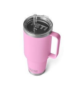 YETI Rambler - Taza con popote de 40 onzas, aislada al aspiradora, acero inoxidable, color rosa