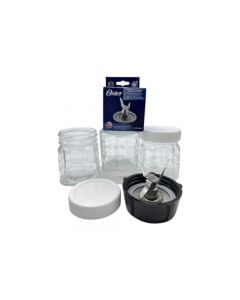 Kit De 3 Mini Vasos Cristal Con Cuchilla Compatible Con OSTER