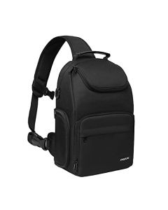 MOSISO Bolso Bandolera para Cámara,DSLR/SLR/Mirrorless Estuche para Cámaras para Fotógrafos con Soporte Trípode&Inserciones Modulares Extraíbles&Asa de PU Compatible con Canon/Nikon/Sony, Negro