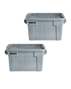 Rubbermaid Commercial Products BRUTE Tote Storage Container with Lids-included, 20-Gallon, Gray, Rugged/Reusable Boxes for Moving/Storing in Garage/Basement/Attic/Jobsite/Truck/Camping, 2 Pack