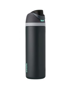 Owala FreeSip Botella de agua aislada de acero inoxidable con pajita, 40 onzas, color marea brumosa + Bote de Silicona para Botella de Agua, Funda Antideslizante, 40 onzas, Color Negro