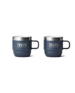 YETI Rambler Taza apilable de 6 onzas, acero inoxidable, aislamiento al aspiradora, taza de café expreso o café, paquete de 2, azul marino