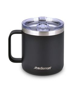 Redlemon Termo para Café de Doble Pared de Acero Inoxidable (400 ml), Taza Térmica con Tapa Hermética, Vaso que Mantiene tu Bebida Caliente por 3 Horas y Fría por 5 Horas, Ideal para Viaje y Camping