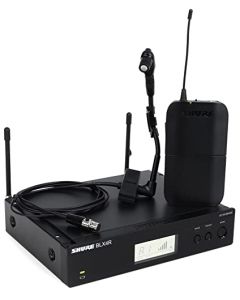 Shure BLX14R/B98 Sistema de micrófono inalámbrico con montaje en rack con micrófono de instrumento BETA98H/C con cuello de cisne