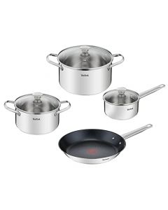 Batería de Cocina de 7 piezas T-Fal Cook Eat en Acero Inoxidable Compatible con Inducción, B922S784