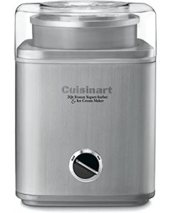 Cuisinart ICE-30BC Maquina Automática, Helado y Sorbete, Metal Cepillado, 2 Quartos