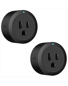 GARCIAS Enchufe inteligente WiFi, enchufe inteligente negro 10A con función de temporizador y control remoto por voz, no requiere concentrador, compatible con Alexa y Google Home (Paquete de 2)