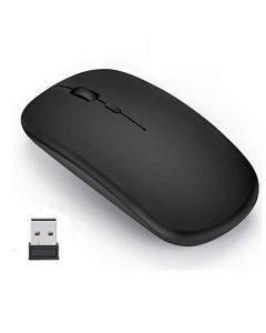 Sendowtek Mouse Inalámbrico Recargable, 2.4G Mouse Inalambrico Ergonomico, USB Mouse Inalambrico Silencioso con Receptor USB Adaptador para Computadora Portátil, PC, Computadora, Macbook (Negro)