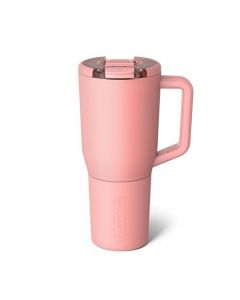 BrüMate Müv - Taza de 1 l, taza de café aislada 100 % a prueba de fugas, con asa y tapa, de acero inoxidable, para viaje, de doble pared, color café claro, guayaba