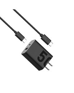 Motorola TurboPower Share Cargador de 50 W, Puerto Dual USB-A y USB-C, potentes Salidas USB-PD (Suministro de alimentación) y QC3.0 con Cable USB-C de 1 m