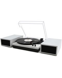 LP&No.1 Record Player with External Speakers, 3 Speed Vintage Belt-Drive Vinyl Turntable with Wireless Playback & Auto-Stop White