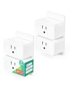 Meross Smart Plug Mini paquete de 4 compatible con Alexa Google, control de aplicaciones, temporizador, 15A y conexión Wi-Fi confiable, solo WiFi 2.4G (Apple HomeKit no admitido)