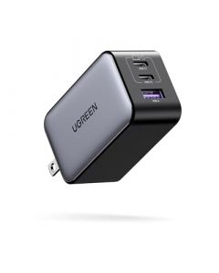 UGREEN Nexode 65W Cargador USB C GAN con 3 Puertos, Cargador Tipo C Plegable y Portátil para Viajar Compatible con MacBook Pro/Air, DELL XPS, iPhone 15 14 Pro, iPad Pro, Galaxy S24, Pixel 7