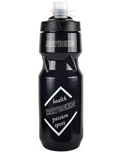 Botella de Agua Ligera para Deportiva 24 Onzas,Botellas de agua para bicicletas sin BPA,Bidón deportivo de ciclismo para fútbol, baloncesto,ciclismo,etc. (negro)