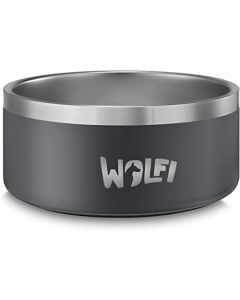 Wolfi Tazón de Acero Inoxidable para Perro, Antideslizante de Alta Calidad, Plato para Mascota, Bowl para Mascota para Comida o Agua, comedero para Mascota, Cuenco (64 onzas) (Gris, Grande)