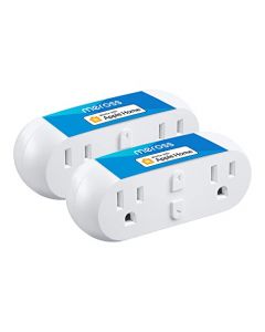 Meross - Enchufe inteligente dual WiFi de 15 A, compatible con Apple HomeKit, Siri, Alexa, Echo y SmartThings, 2 en 1, control por voz y remoto, temporizador, no requiere concentrador, 2.4 G, paquete de 2