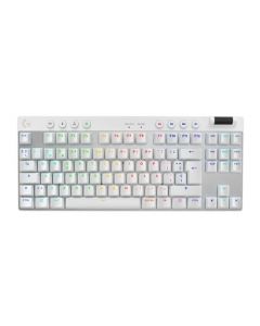 Logitech G Pro X TKL LIGHTSPEED, Teclado inalámbrico para Juegos, ultraportable, sin sección numérica, RGB LIGHTSYNC, Teclas de PBT, interruptores con Click perceptible (GX Blue) - Blanco