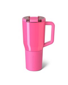 BrüMate Müv - Taza de 1 l, taza de café aislada 100 % a prueba de fugas, con asa y tapa, de acero inoxidable, para viaje, de doble pared, color rosa neón (Neon Pink)