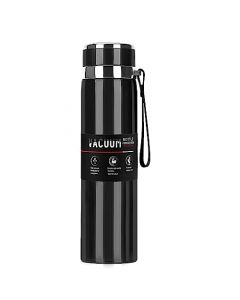 AI-PIKA Termo de Acero Inoxidable 316, Para Agua Fría (24 horas) o Caliente (24 horas), Botella 1000ml de Agua Termo, Doble Pared y Tapa Hermética Antigoteo, Con Asa para Transportar (Negro）