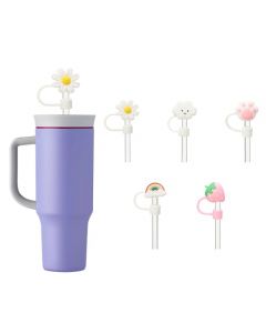 Funda de paja compatible con Owala de 40 onzas, tapa de pajita compatible con Owala Cup de 40 onzas, funda reutilizable a prueba de polvo, accesorios de silicona para popotes (6 unidades)