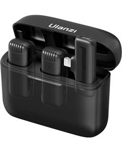 ULANZI J12 Micrófono inalámbrico de Solapa para iPhone iPad, 2-en-1 Plug-Play Mic con Estuche de Carga para el teléfono de grabación de vídeo Entrevista Youtubers Vloggers, 65ft Rango de transmisión