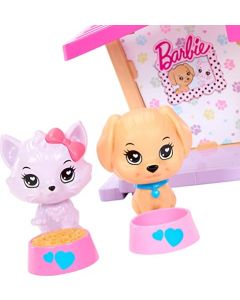 Barbie: My First Accessories, Story Starter Paquete de Cuidado de Mascotas con casa de Perro, Cachorro y Gato, Juguetes para niños pequeños, Escala de 13.5 Pulgadas