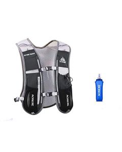 AONIJIE Mochila multifuncional para deportes al aire libre, 5 l, para acampar, ciclismo, correr, escalar, senderismo, hidratación, paquete con termo suave de 500 ml (negro)