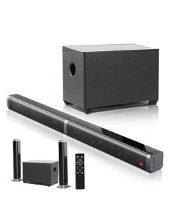 WELIKERA Barra de Sonido 2 en 1 para TV, 100W con Subwoofer, SoundBar de Sistema de Sonido Envolvente para Home Theater en Casa, Conexión Bluetooth, USB, Auxiliar y HDMI ARC, Control Remoto