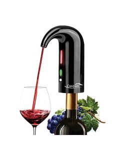 Decantador eléctrico portátil recargable por USB, dispensador automático de vino con un botón, oxigenación rápida del vino tinto, negro