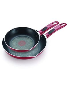 T-fal B039S264 Excite ProGlide - Juego de utensilios de cocina antiadherentes con indicador de calor termo-punto, apto para lavaplatos, horno de 8 pulgadas y 10.5 pulgadas, 2 piezas, rojo Río